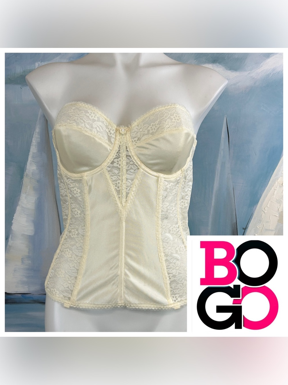 Dominique Bridal Corset Bra Size 38C Ivory Strapless Wedding Lace